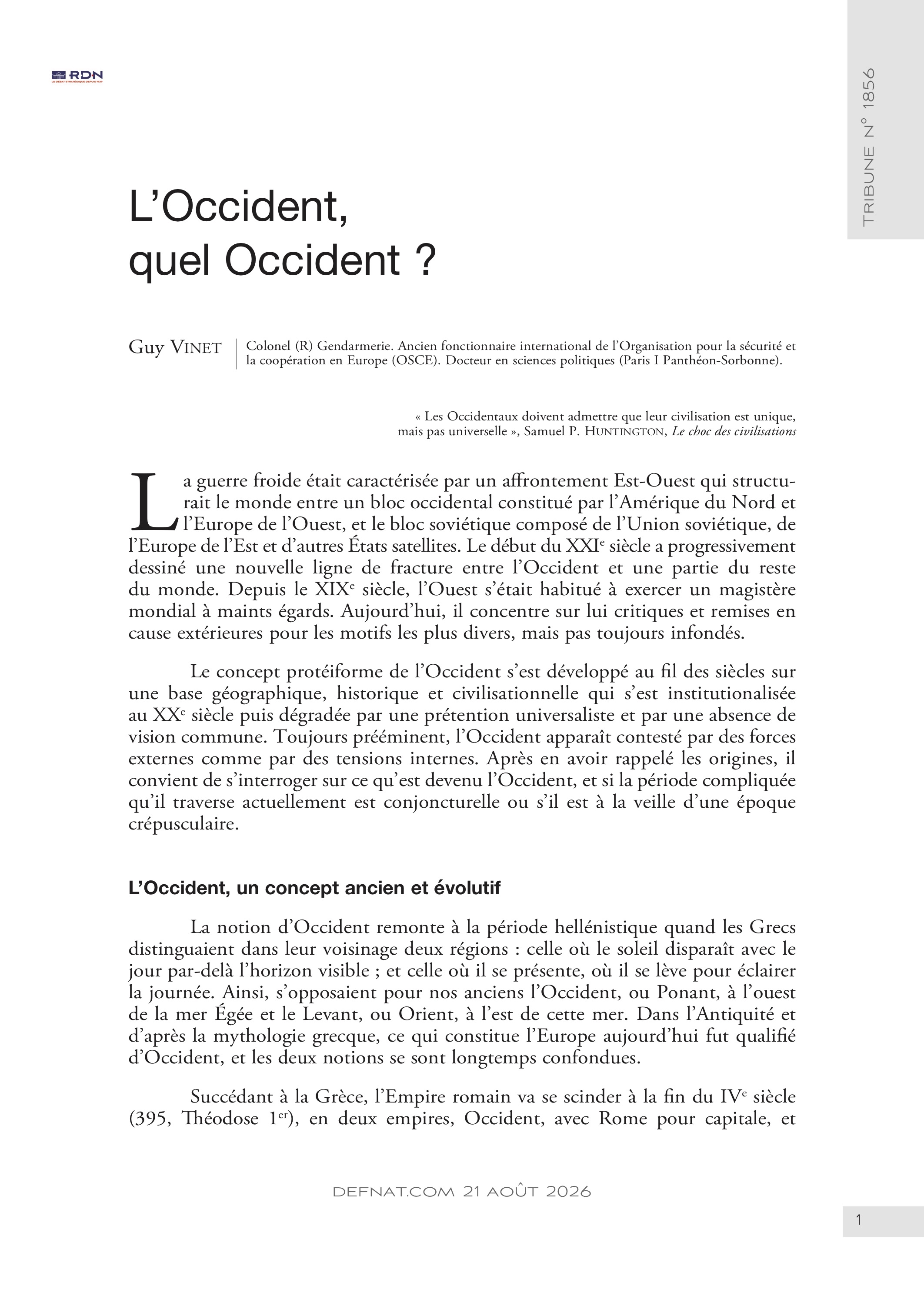 L&rsquo;Occident, quel&nbsp;Occident&nbsp;? (T&nbsp;1856)
